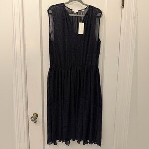 Vince Sleeveless Black Polka Dot Midi Dress